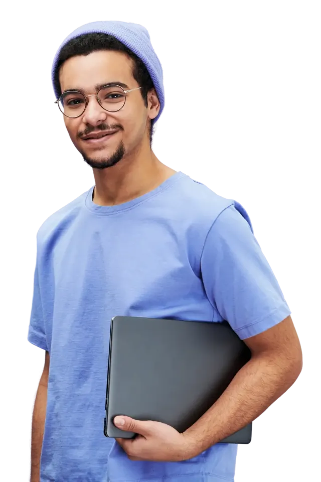 A person showing a young Scottish apprentice smiling