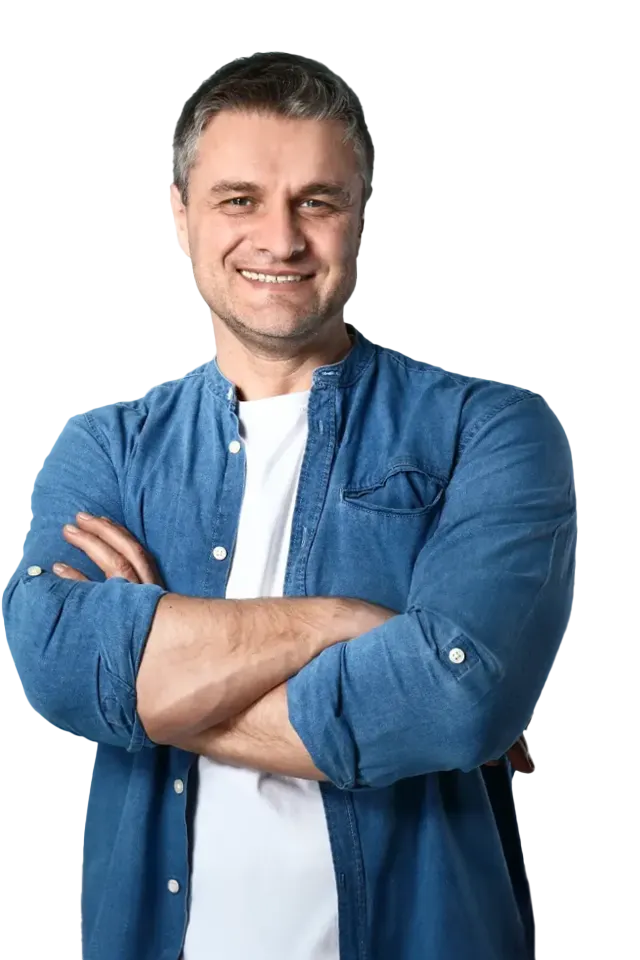 A person showing a young Scottish apprentice smiling