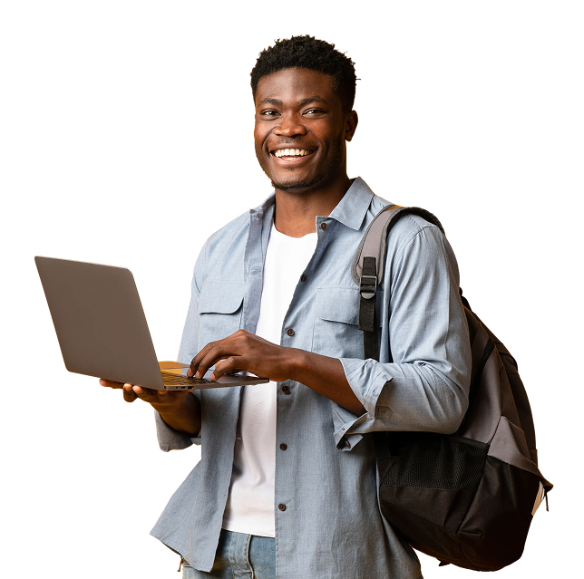 Smiling young man with laptop